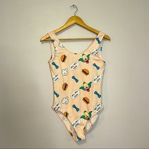 The Simpsons One Piece Bodysuit Swimwear Krusty The Clown Pink